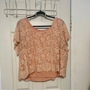 Torrid Elegant Lace Overlay Peach Top